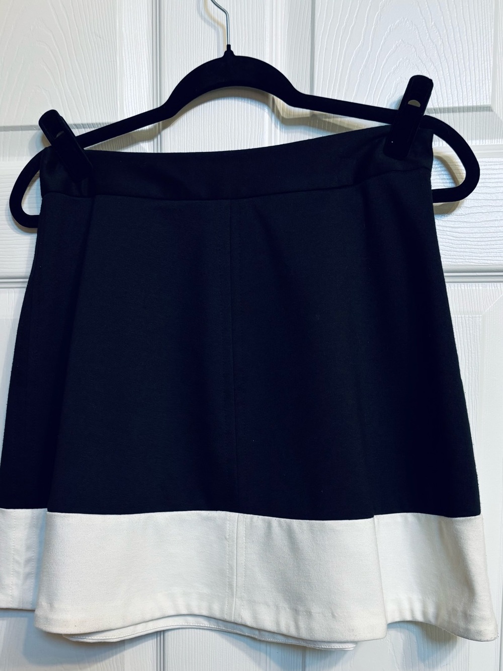 LOFT Black Skirt with Off White/Cream Hem A-Line Skater